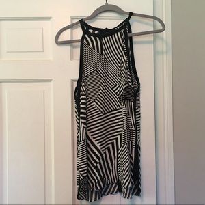 Zarablack & white halter top, tie back closure, modern print, polyester blend